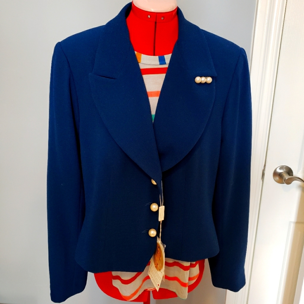 Linda Lundstrom royal blue blazer with 'pearl' buttons